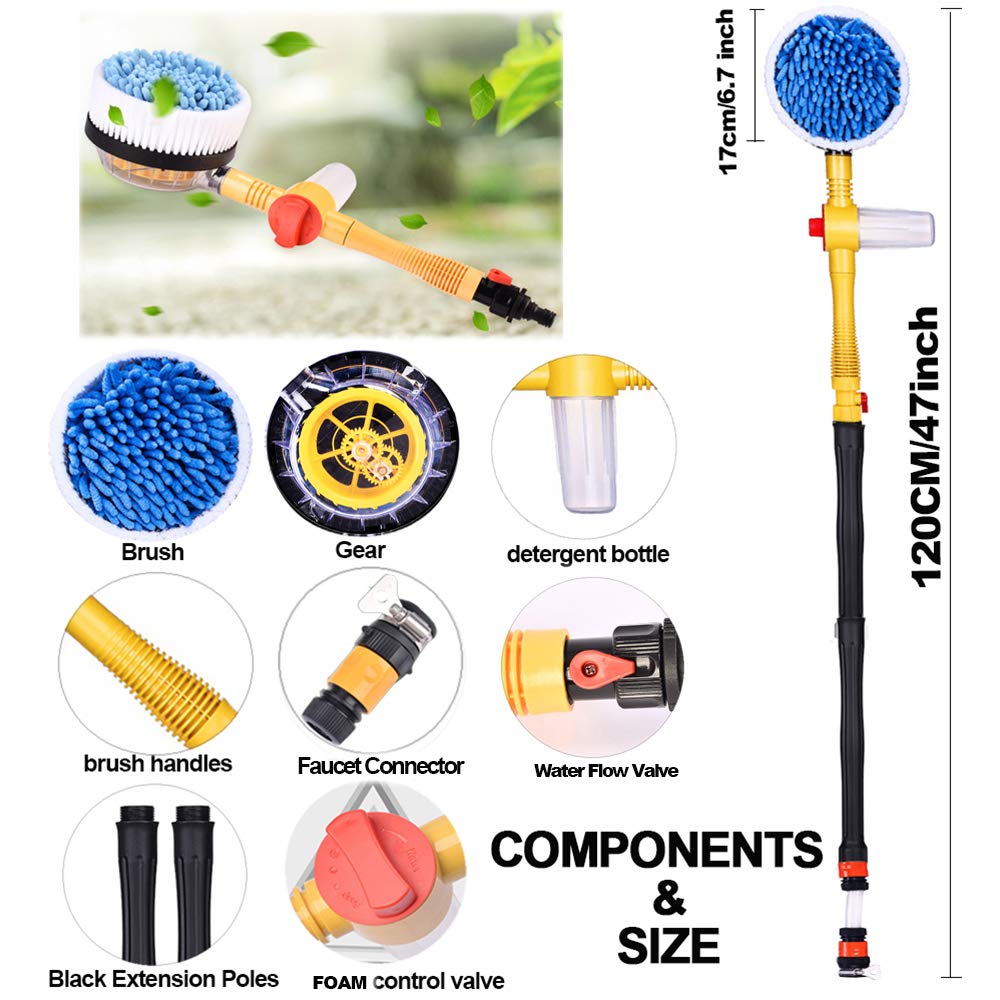 Car Wash Brush, Car Cleaning Kit, 360° Spin Car Mop