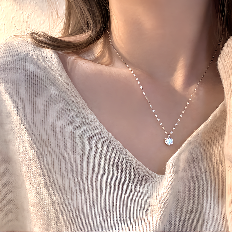 2 Carat Solitaire Pendant + Pure Silver Chain (Hallmarked)