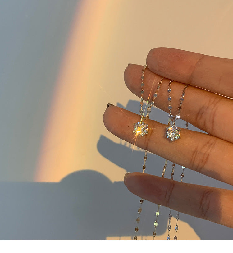 2 Carat Solitaire Pendant + Pure Silver Chain (Hallmarked)