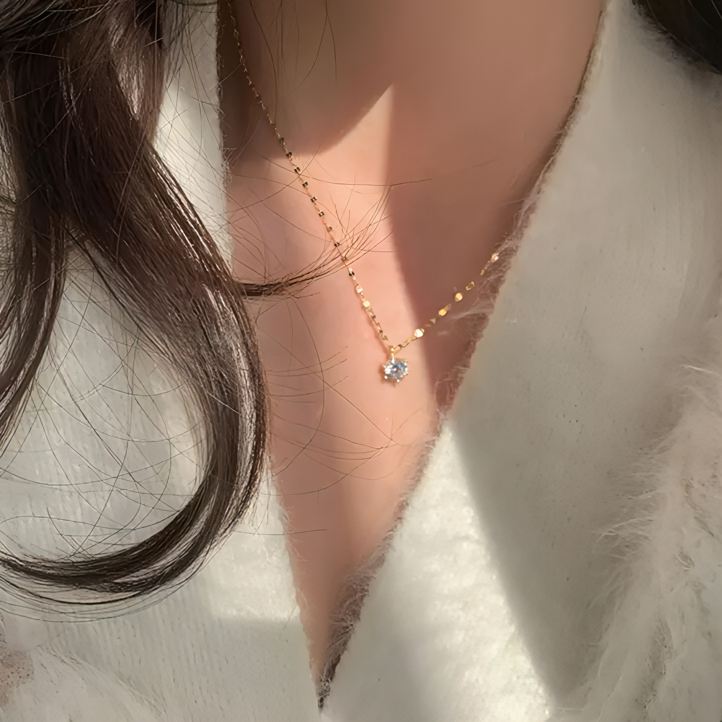 2 Carat Solitaire Pendant + Pure Silver Chain (Hallmarked)