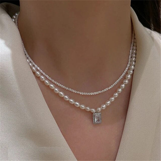 Perla - Natural Pearl Necklace & Pure Silver Chain (Hallmarked)
