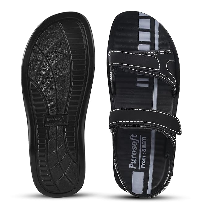 PUROSOFT Eva Extra Soft Men's Classic Sandal with Adjustable Back Strap | Comfortable & Lightweight, Stylish & Anti-Skid | Waterproof & Everyday Use