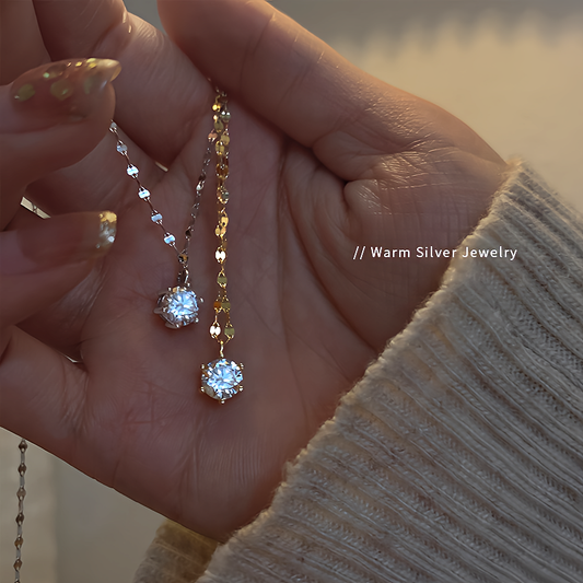 2 Carat Solitaire Pendant + Pure Silver Chain (Hallmarked)