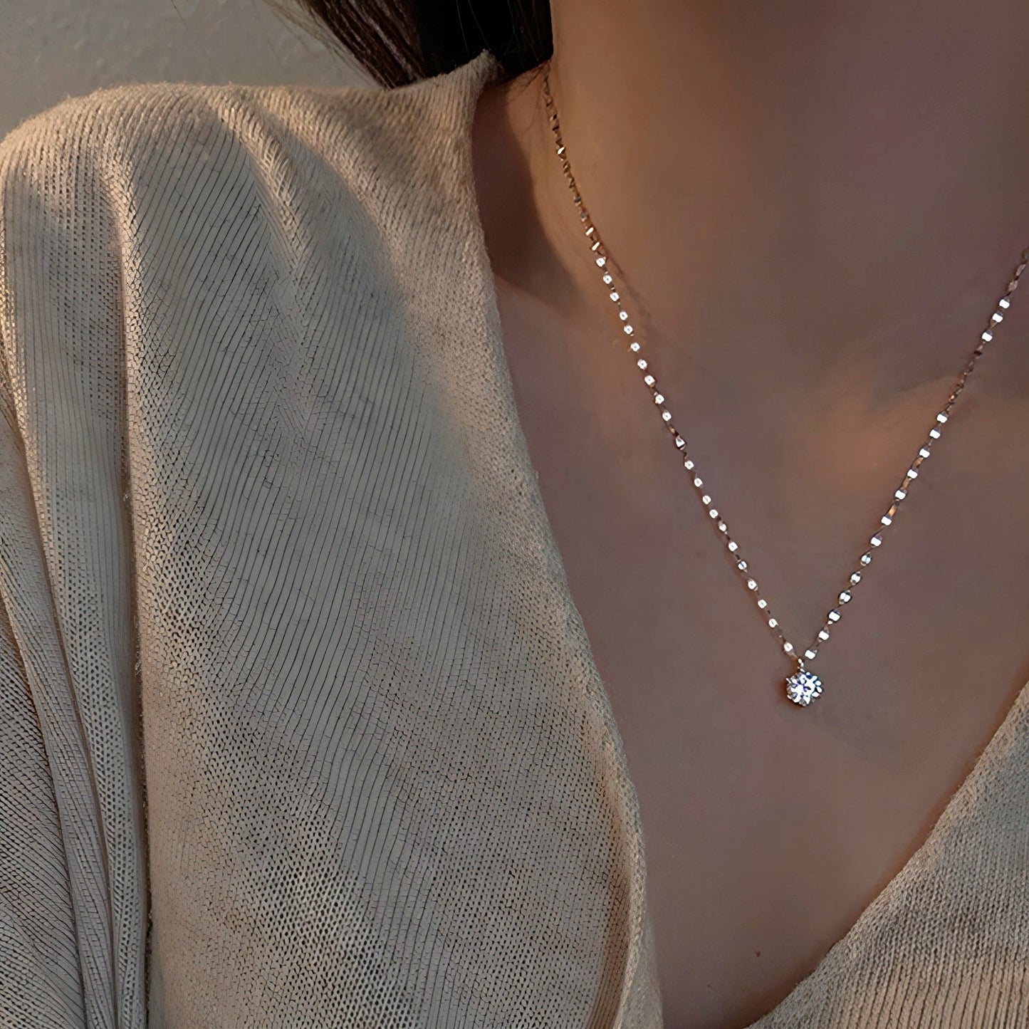 2 Carat Solitaire Pendant + Pure Silver Chain (Hallmarked)